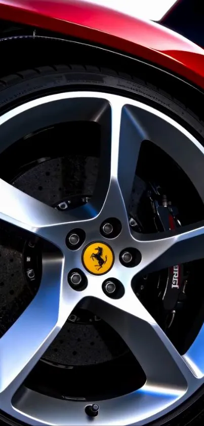 Close-up of a luxury car wheel rim design.