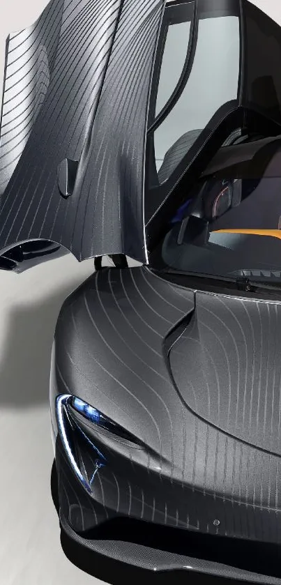 Sleek carbon fiber car with open doors