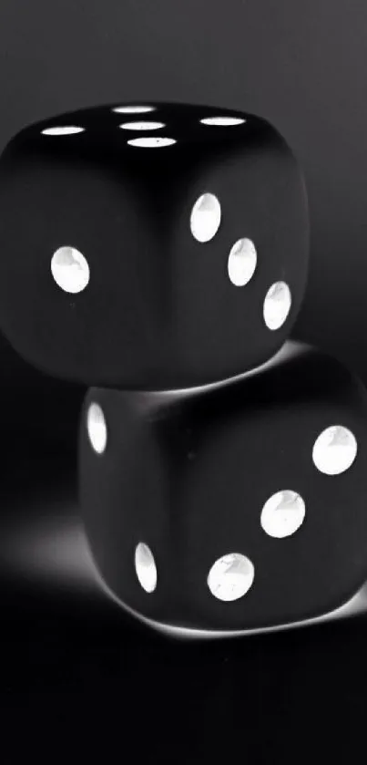 Black dice with glowing dots mobile wallpaper.