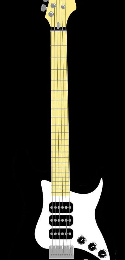 Sleek black and white electric guitar mobile wallpaper.