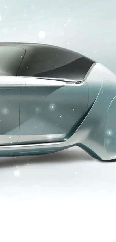 Sleek silver futuristic car with a modern design on a textured background.