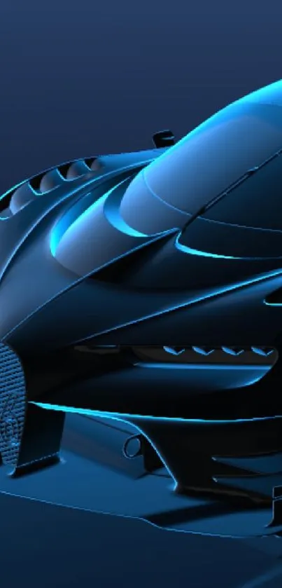 Futuristic car wallpaper with deep blue tones and sleek design.