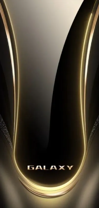 Sleek Galaxy phone wallpaper with golden futuristic design.