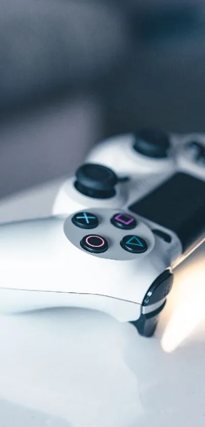 Sleek gaming controller on a soft background, perfect for tech enthusiasts.