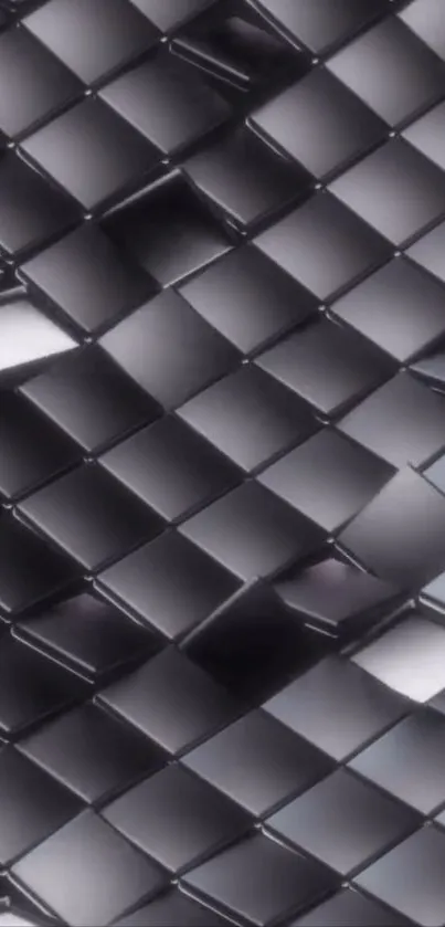 Dark gray geometric tile pattern wallpaper.