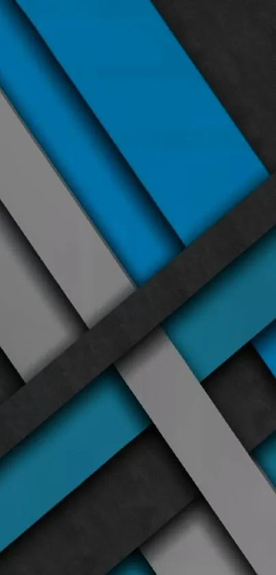 Geometric abstract wallpaper with blue and gray layers.