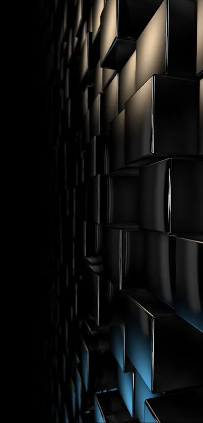 3D black and metallic cubes wallpaper for mobile.