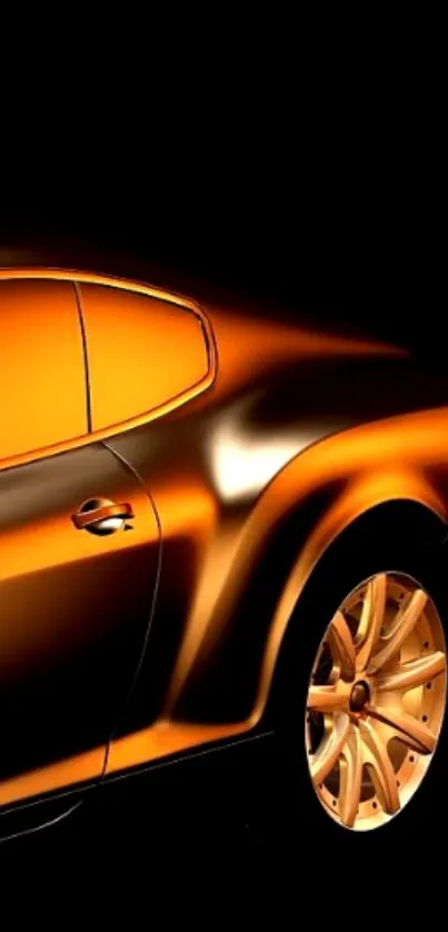 Luxurious golden car body with black background wallpaper.