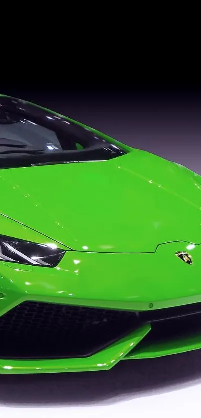 Vibrant green sports car on a sleek, modern background.