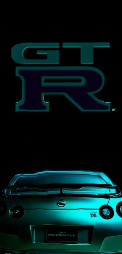 GT car wallpaper with sleek silhouette and cyan tones.