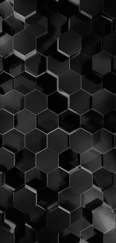 Sleek black hexagonal pattern wallpaper.