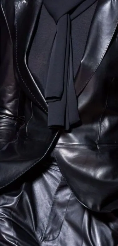 Sleek black leather suit in stylish fashion