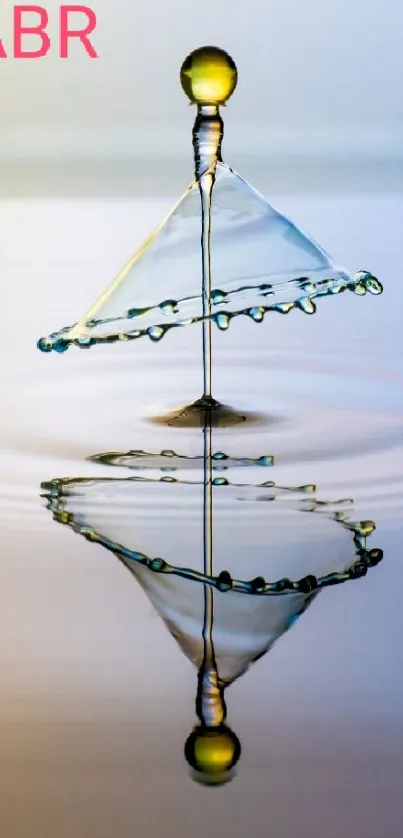 Abstract water drop art with vibrant reflection and ripples.
