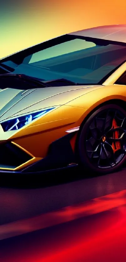 Luxury sports car with vibrant gradient in high definition.