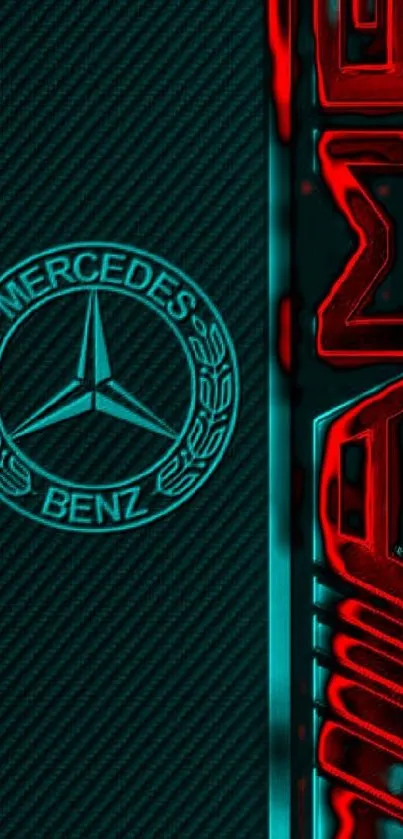 Sleek Mercedes AMG wallpaper in teal and red design.