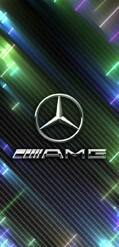 Mercedes AMG logo with carbon fiber background wallpaper.