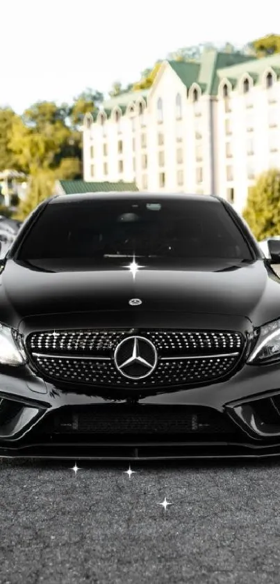 Sleek Mercedes-Benz car featured in an elegant urban setting.