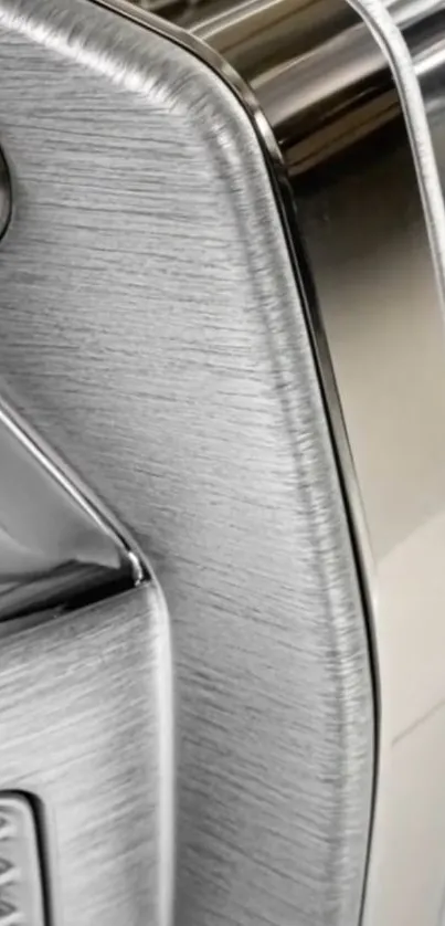 Close-up of metallic appliance showcasing sleek design.