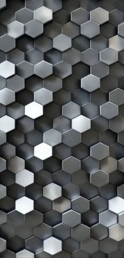 3D metallic hexagon pattern wallpaper.