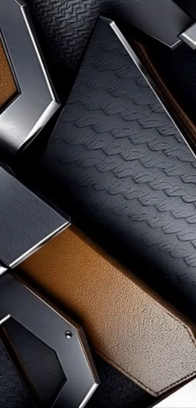 Sleek metallic phone wallpaper with leather texture.