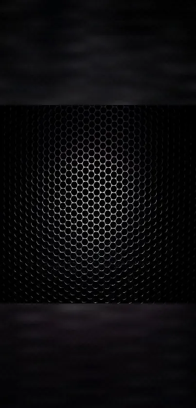 Sleek black metallic phone wallpaper with hexagonal pattern.