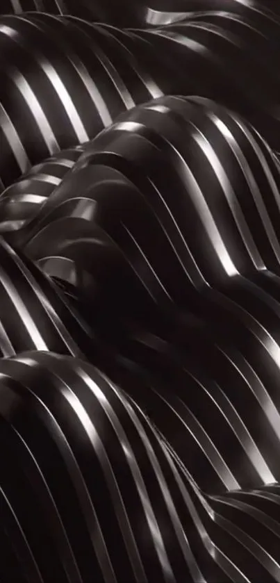 Sleek metallic wave design on a phone wallpaper.