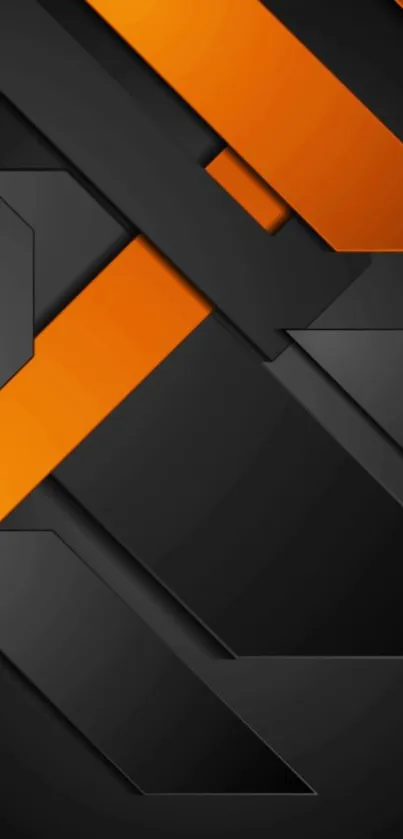 Sleek modern orange and black geometric wallpaper design.