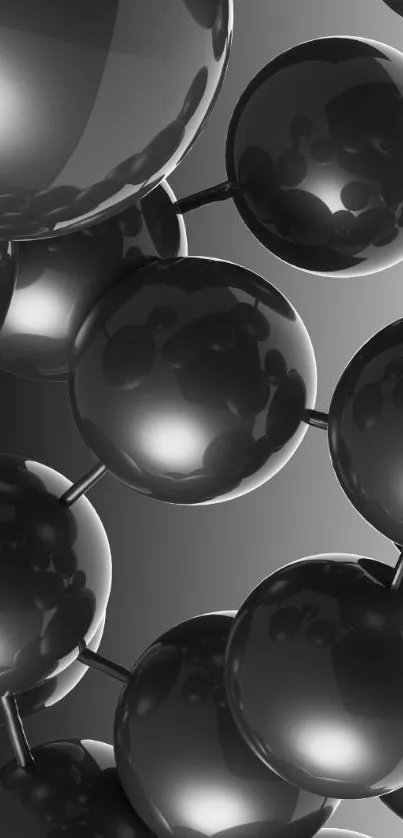 Stylish molecular spheres wallpaper with a glossy black finish.