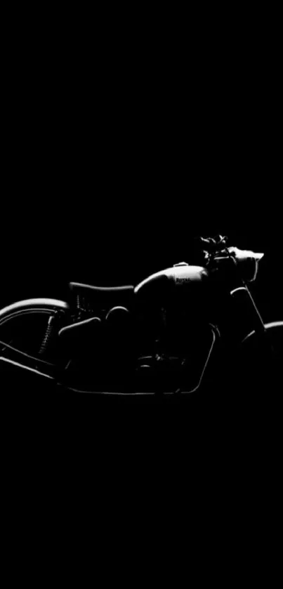 Motorcycle silhouette on a black mobile wallpaper.