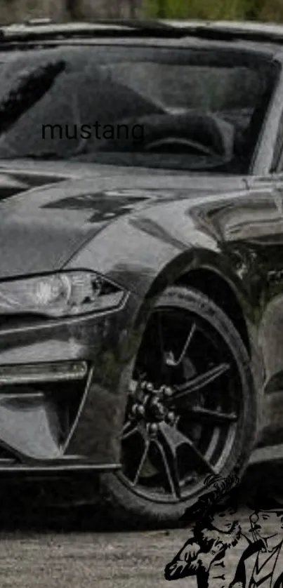 Black Mustang sports car with stylish design.