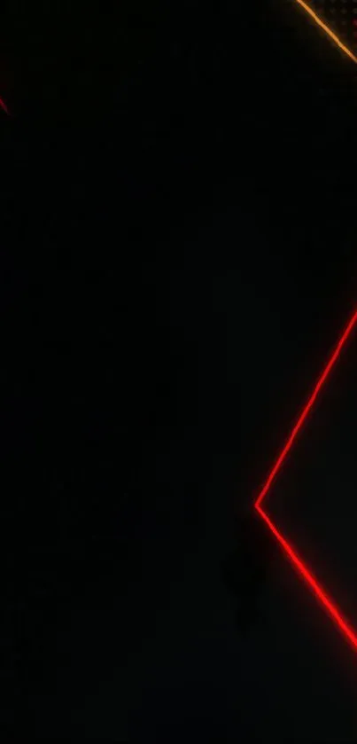 Dark wallpaper with neon red and yellow lines.