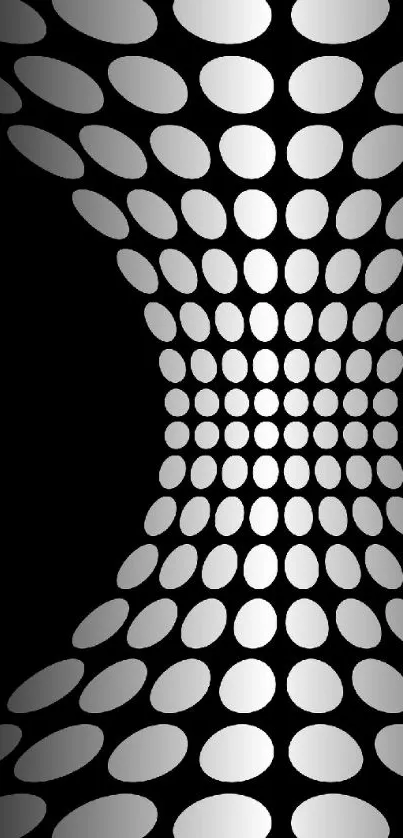 Black and white optical illusion wallpaper with a 3D tunnel effect.