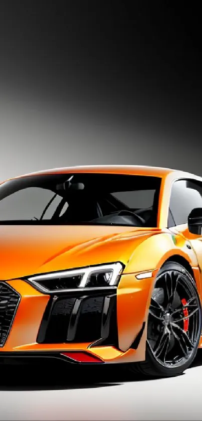 Orange sports car on a sleek gradient background wallpaper.