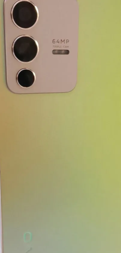 Pastel-colored phone back with triple camera setup.