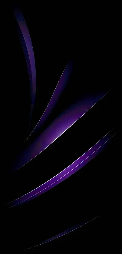 Sleek purple abstract design on black background with curved lines.