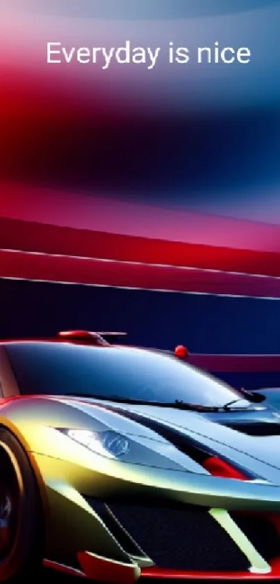 Sleek racing car with vibrant colors and a modern design, perfect for phone wallpaper.