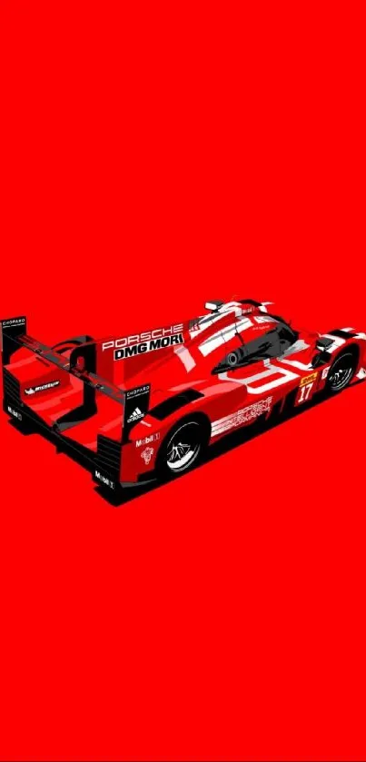 Red racing car on a vibrant background.