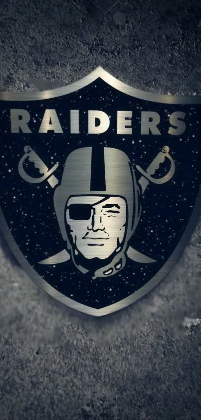 Sleek Raiders logo mobile wallpaper with silver and black design.