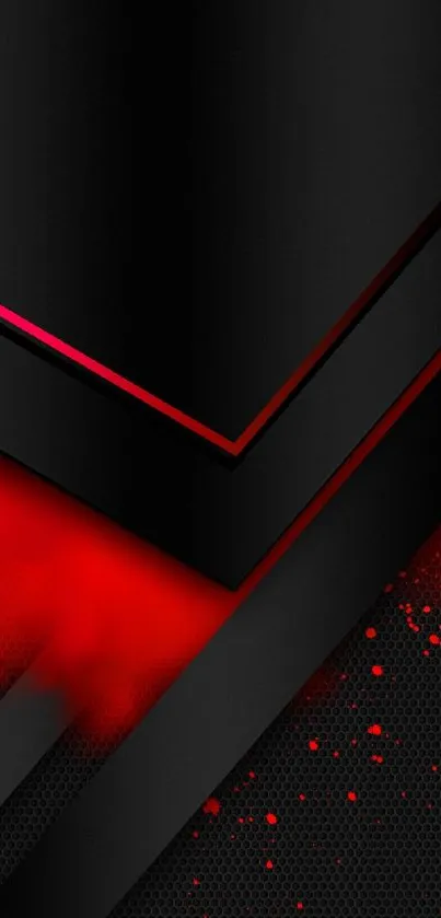 Abstract black and red phone wallpaper with layered design.