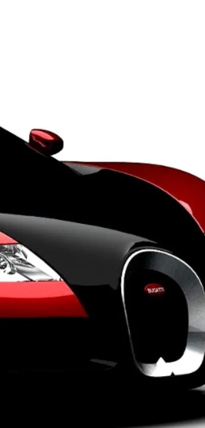 Luxurious red and black car on white background mobile wallpaper.