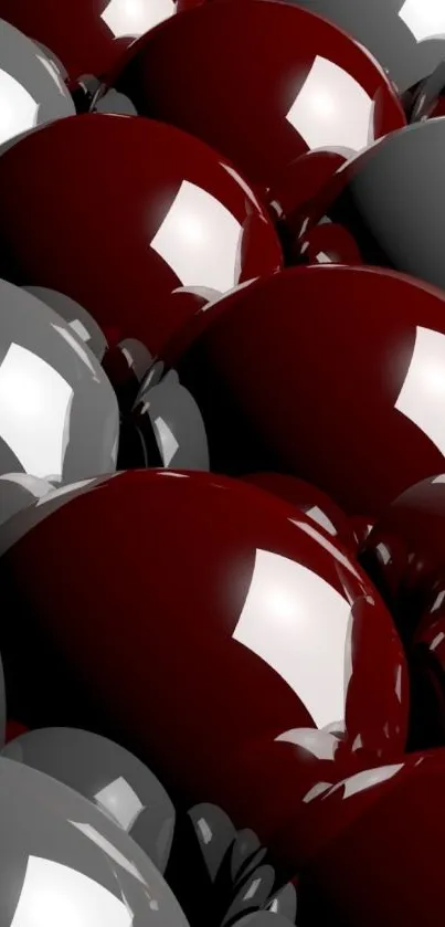 Reflective red and gray spheres mobile wallpaper.