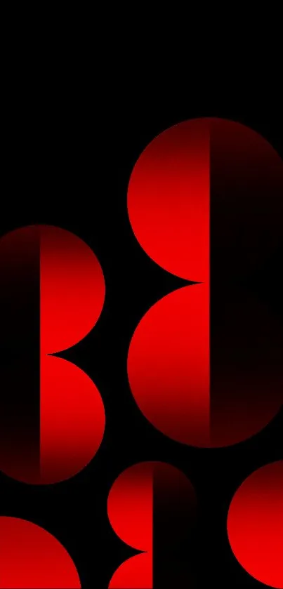 Sleek wallpaper with red gradient circles on a black background.