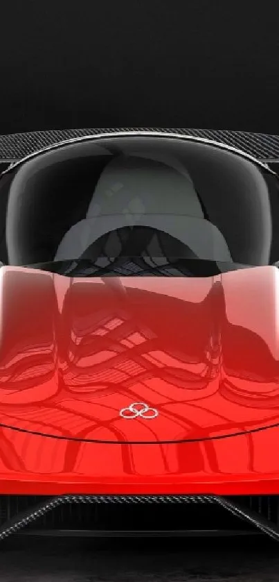 Sleek red hypercar on a dark background mobile wallpaper.