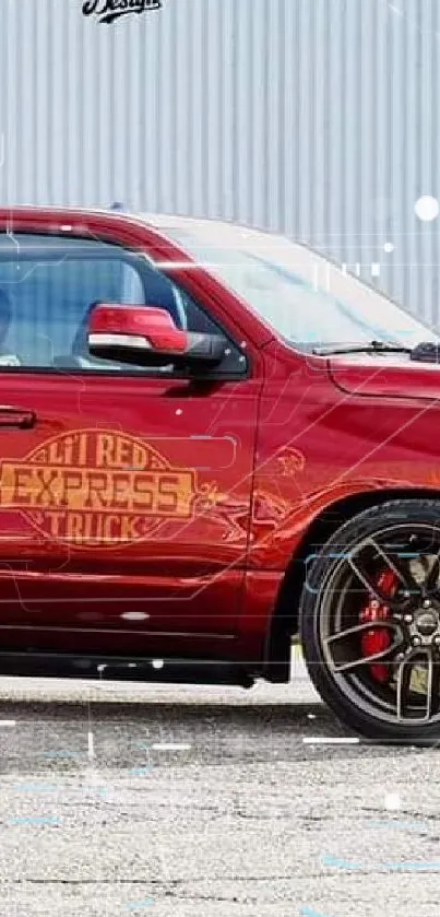 Sleek red pickup truck with a modern design.