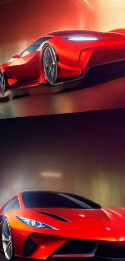 Sleek red sports car mobile wallpaper, showcasing vibrant design.