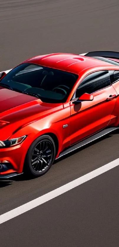 Red sports car on a racetrack, showcasing speed and elegance.