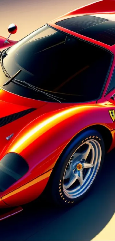 Vibrant red sports car wallpaper with sleek design and dynamic appeal.