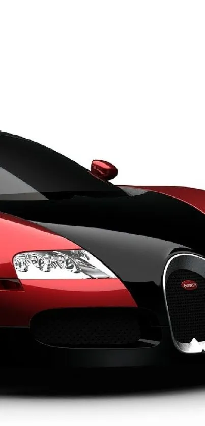 Sleek red sports car with black detailing on phone wallpaper.