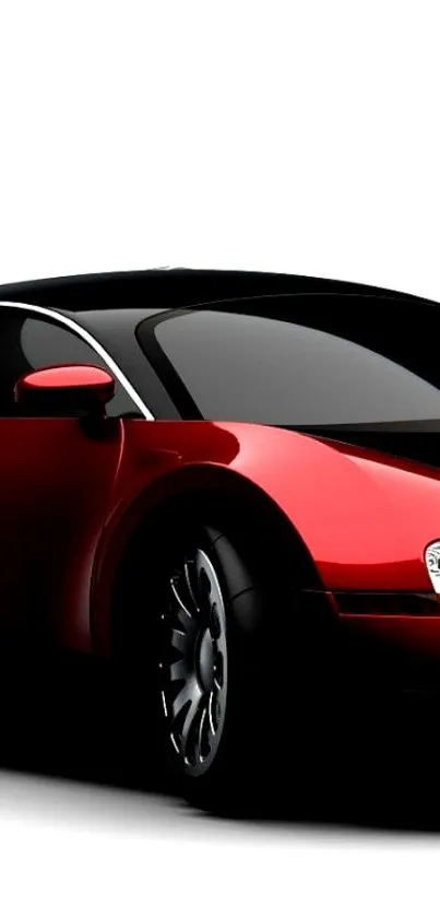 Sleek red sports car on white background.