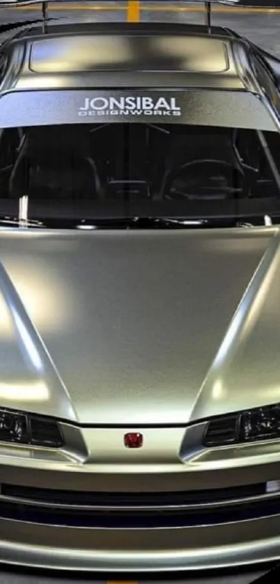 Sleek silver sports car parked in a modern garage environment.